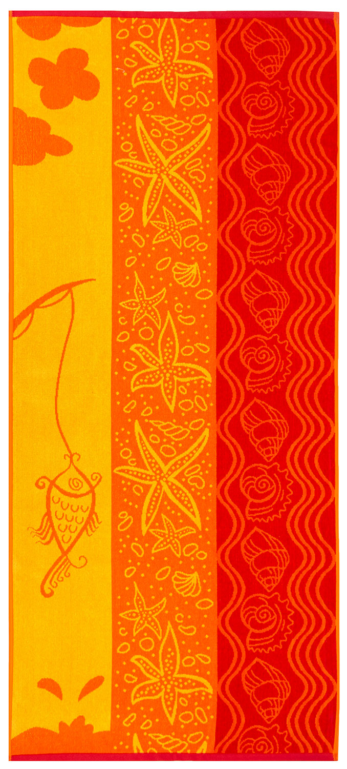 Strandlaken, 70x180 cm, 100% Baumwolle, orange-gelb