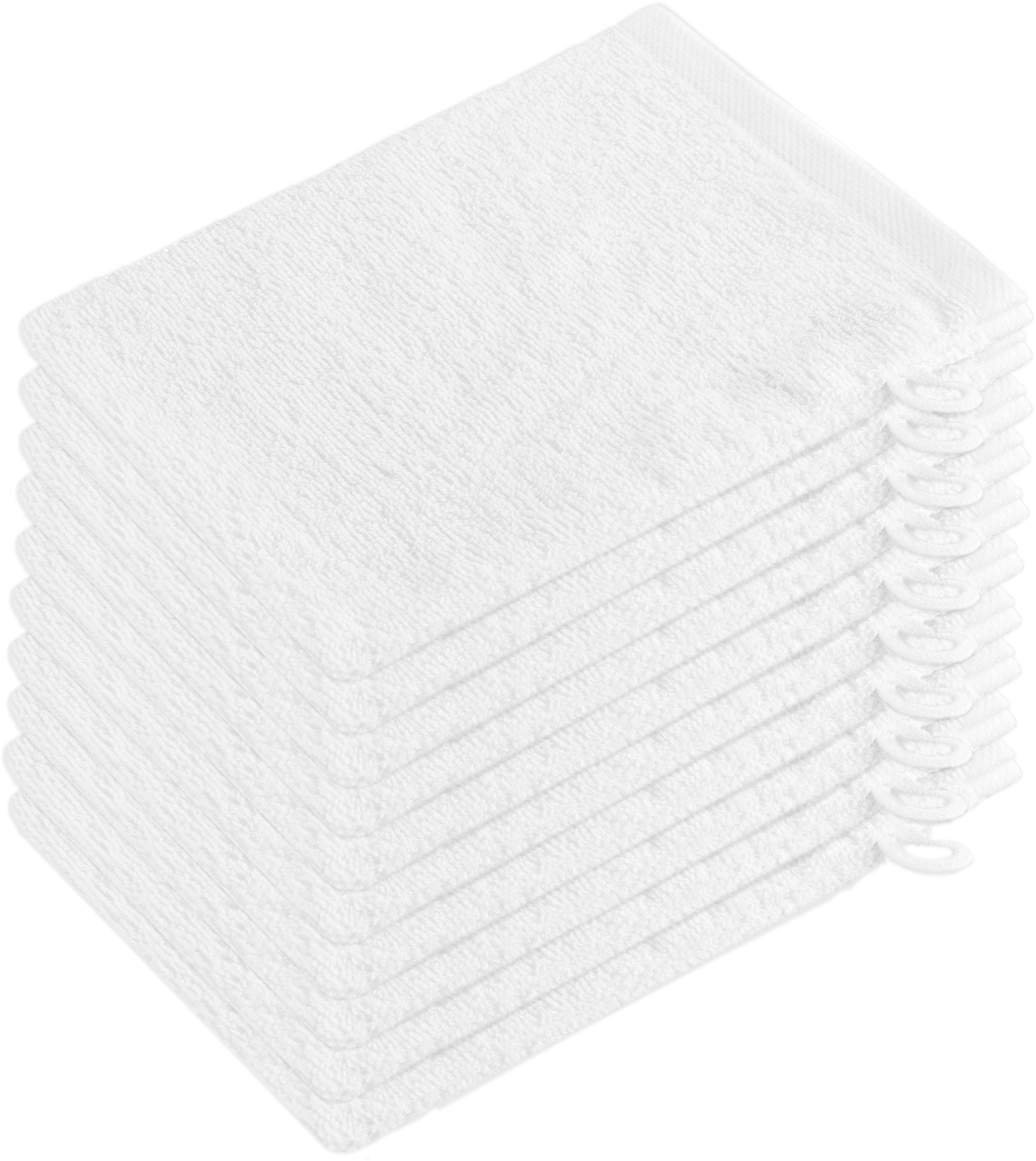 Waschhandschuh 10er-Set, 100% Baumwolle, 16x21 cm, weiß