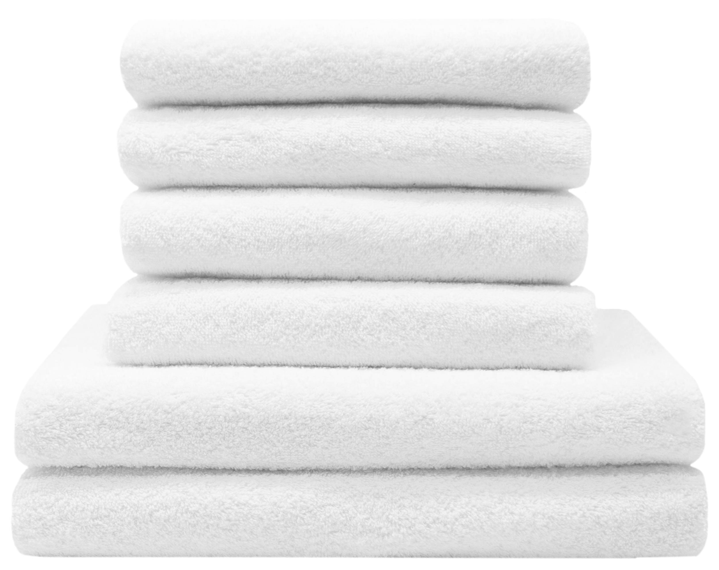 Handtuchset 6-tlg., 100 % Baumwolle, weiß