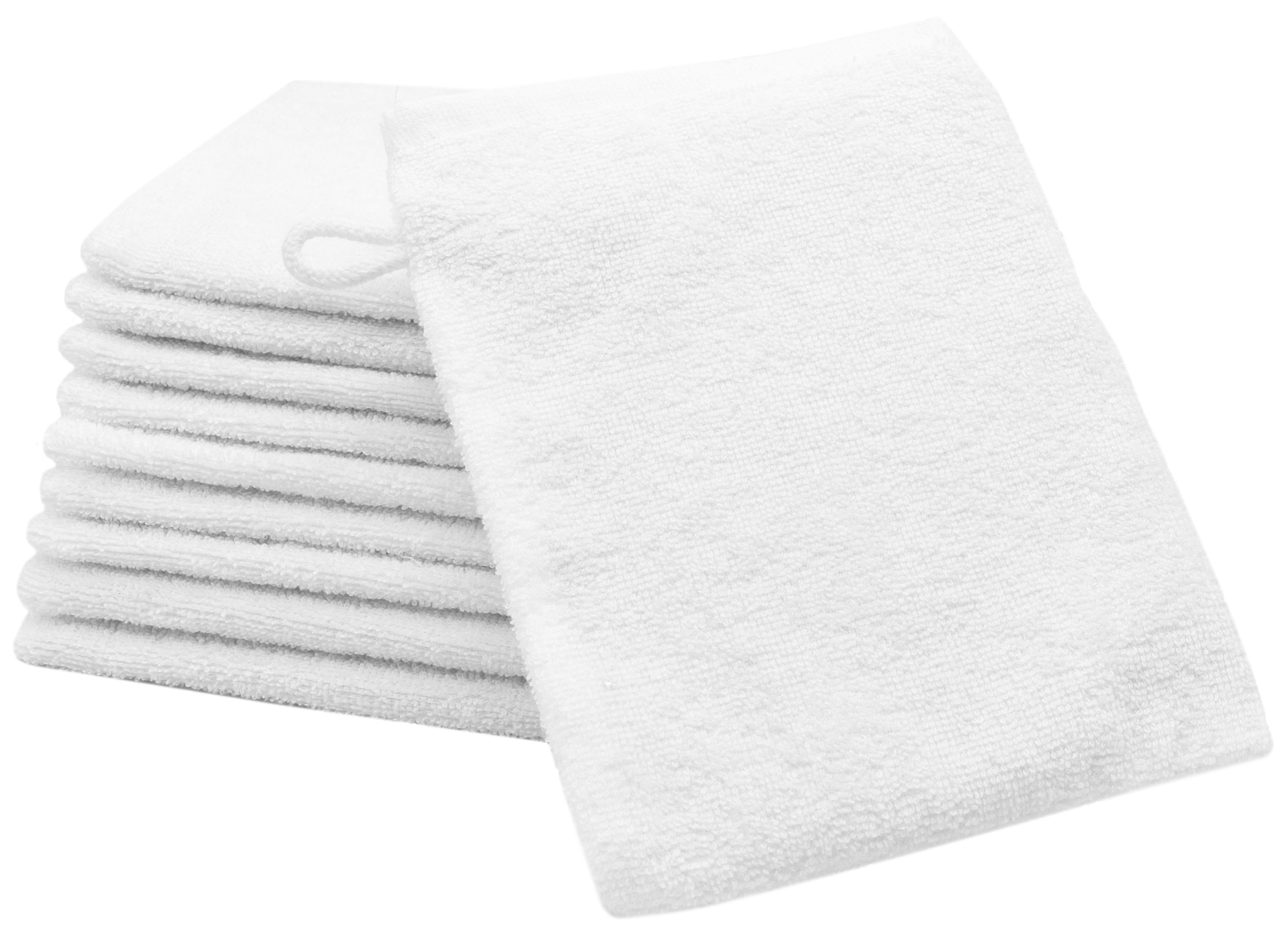 Waschlappen 10er-Set, 100% Baumwolle, 16x21 cm, weiß